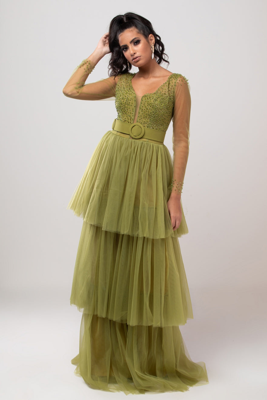 Tulle maxi dress long clearance sleeve